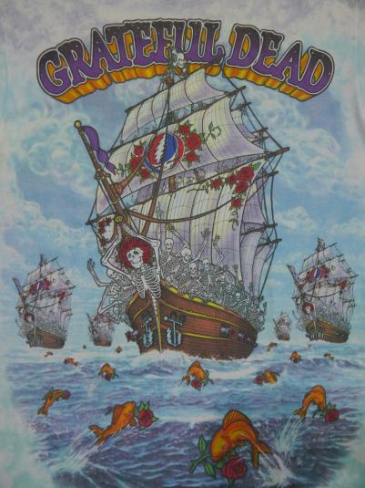 Vintage 1993 90s Grateful Dead Ship of Fools Tie Dye T-Shirt