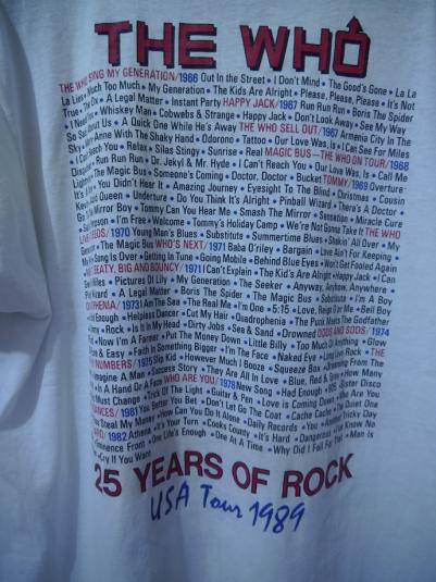 1989 THE WHO 25th Anniversary Tour T-Shirt