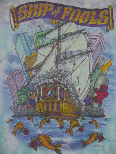 Vintage 1993 90s Grateful Dead Ship of Fools Tie Dye T-Shirt | Defunkd