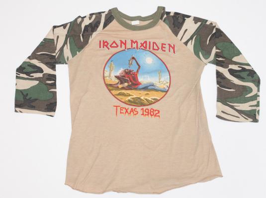 Vintage Iron Maiden Tour Shirt Camo 1982 Texas Event Concert