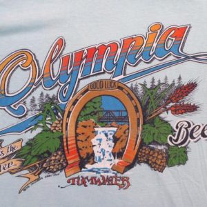 VINTAGE OLYMPIA BEER T-SHIRT 1976 RARE SEATTLE 1970S s/m