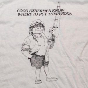 VINTAGE HUMOR FISHERMAN OUTDOORS RINGER SHIRT L