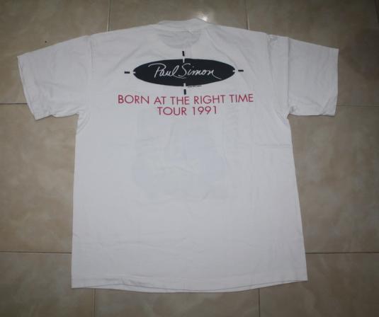 Vintage Paul Simon Born At The Right Time Tour 1991 T-Shirt