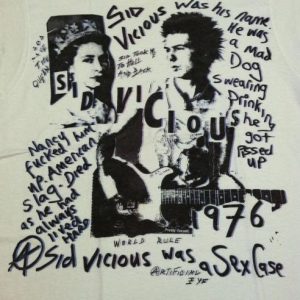 Vintage 80s Sid Vicious T-Shirt Concert Punk Sex Pistols