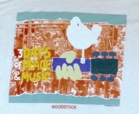 80s Woodstock Festival T-Shirt 1969 3 Days of Peace Sz L