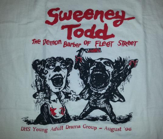 1996 Sweeney Todd T-Shirt DHS Young Adult Drama Group 90s XL