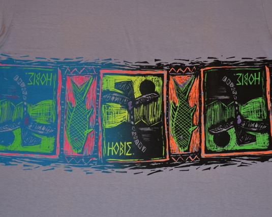 Vintage 90s HOBIE Wrap-Around Print T-Shirt Neon - XL