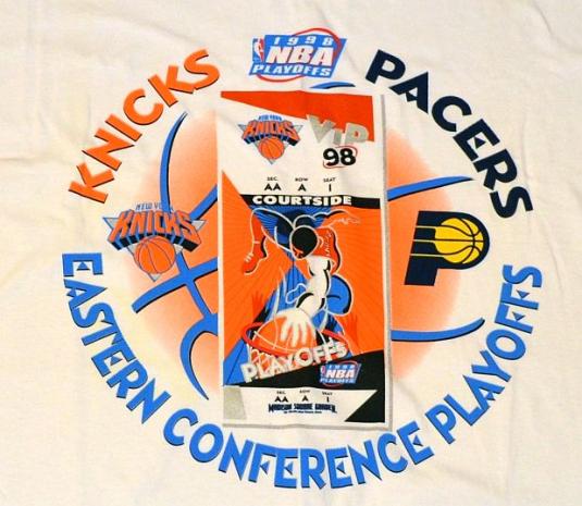 Vintage 90s/1998 STARTER NBA Knicks Pacers Playoffs T-Shirt