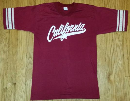 80s California T-Shirt Football Jersey Style V-Neck Fits S-M