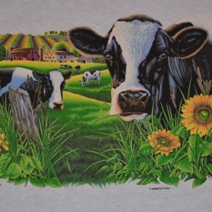 Vintage 90s Cows Flowers Massachusetts T-Shirt XL Wraparound
