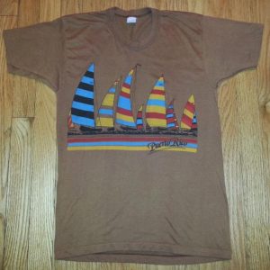 70s Puerto Rico Sailing T-Shirt Regatta Sail Boat Beach Sz S