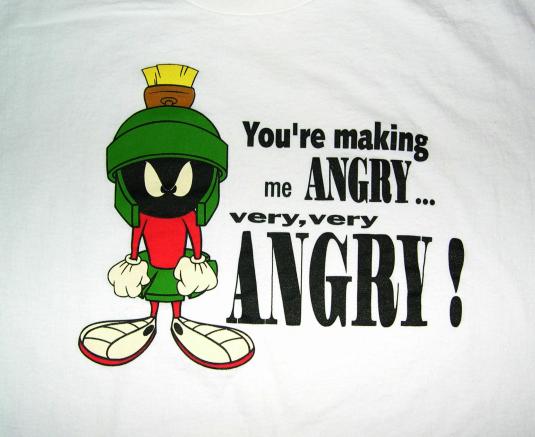Vintage 90s Marvin Martian Angry T-Shirt Looney Tunes Sz XL