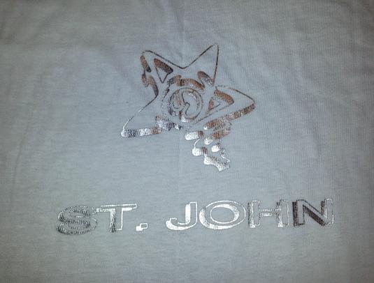 80s 90s St. John Marie Gray T-Shirt White Silver Logo XXL