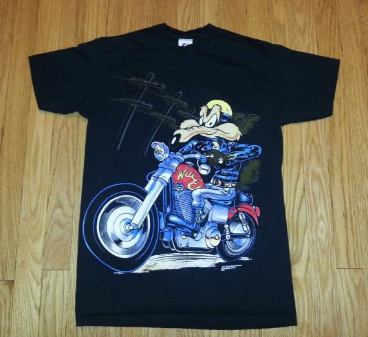 90s Wile E Coyote Biker T-Shirt Looney Tunes Acme Sz M