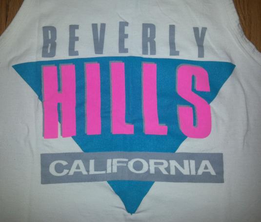 90s Beverly Hills Neon Tank Top T-Shirt Beach Surf Sz M