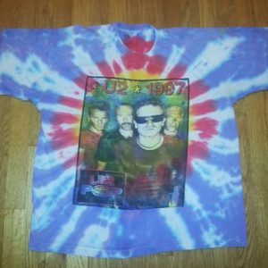 VTG 90s U2 T-Shirt Pop Mart Tour 1997 Bono Tie Dye SOFT XL