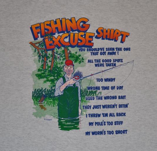 Vintage 80s 90s T-Shirt Fishing Excuses Springhill Ringer XL