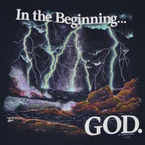 Vintage 90s T-Shirt In the Beginning God Lightning Sz L