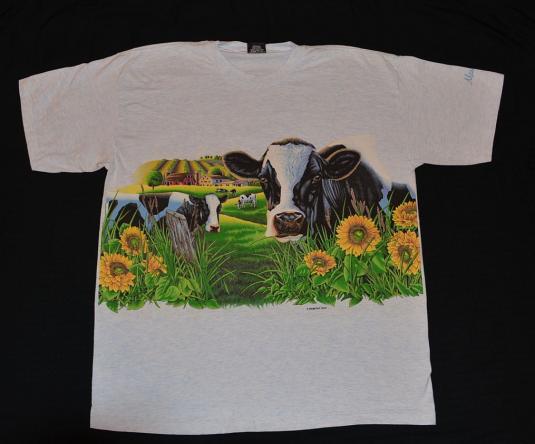 Vintage 90s Cows Flowers Massachusetts T-Shirt XL Wraparound
