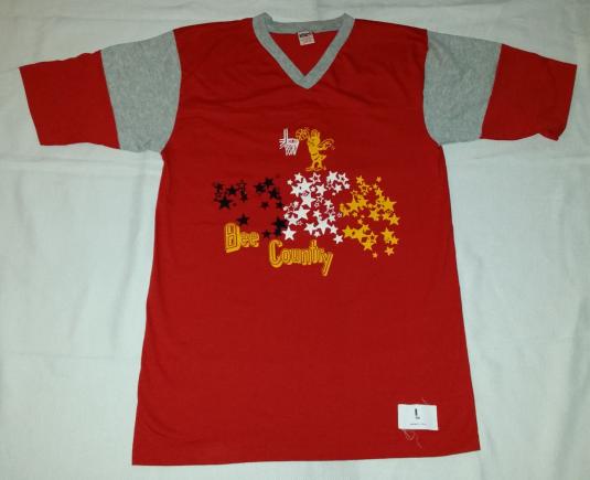 80s Bees BasketballV-Neck T-Shirt Collegiate Pacific Sz L