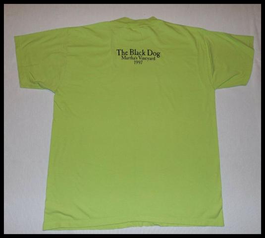 Vintage 90s 1997 Black Dog Martha’s Vineyard Neon T-Shirt XL