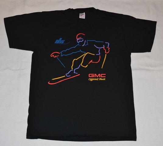 Vintage 90s GMC Ski, Skier, Skiing Neon Tube Look T-Shirt -L