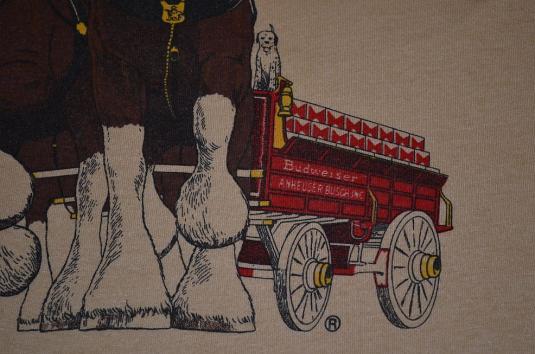 Vintage 80s Budweiser Clydesdales Horses Ringer T-Shirt S/M