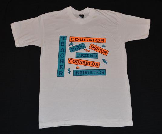 Vintage 80s 90s Teacher Educator Neon T-Shirt – L