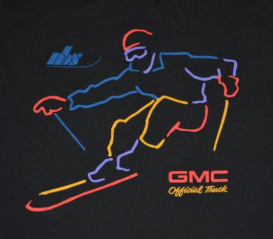 Vintage 90s GMC Ski, Skier, Skiing Neon Tube Look T-Shirt -L