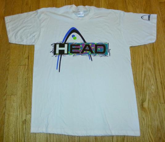 80s 90s Head T-Shirt Neon Tennis Balls Sports Logo Sz XL