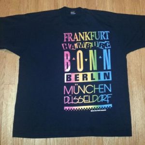 1991 German Cities T-Shirt 90s Germany Rainbow Neon XL