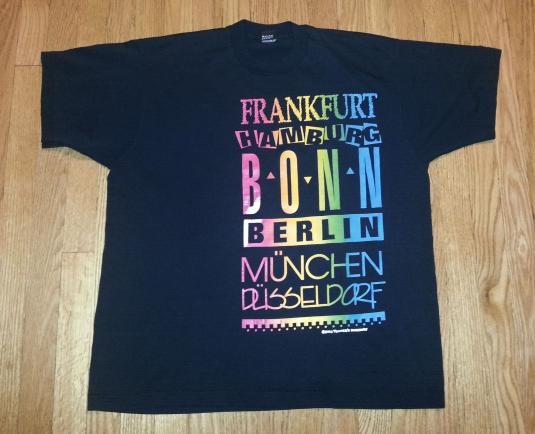 1991 German Cities T-Shirt 90s Germany Rainbow Neon XL