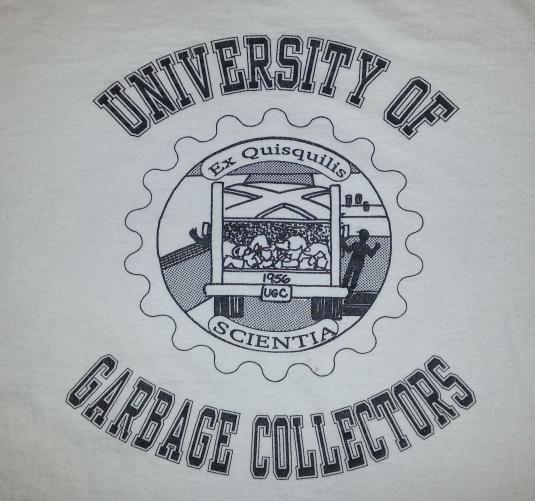 80s 90s University of Garbage Collectors T-Shirt Trash XL