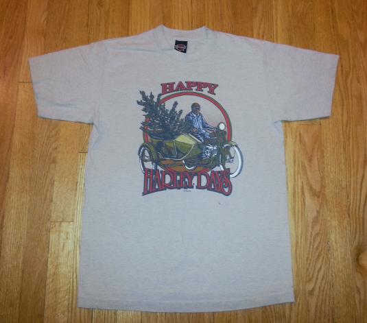 90s Happy Harley Days T-Shirt Harley Davidson Christmas Sz L