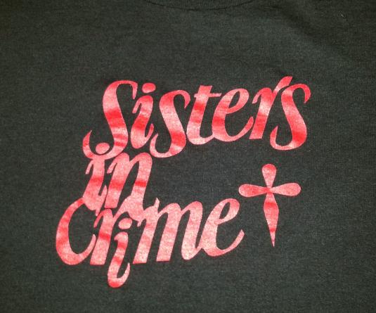 VTG 80s SISTERS IN CRIME T-Shirt Women Mystery Writers Sz L