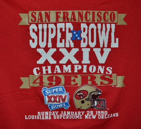VTG 90s NFL San Francisco 49ers Super Bowl XXIV T-Shirt Sz L