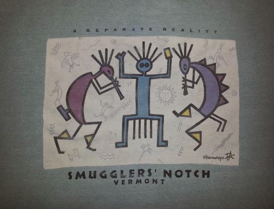 90s SMUGGLERS NOTCH T-Shirt Vermont Ski Kokopelli Sz XL