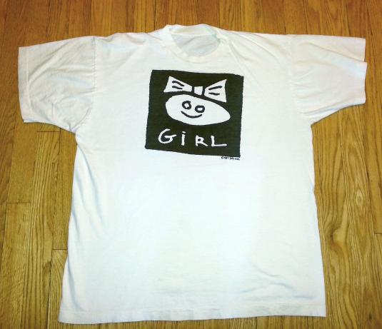 80s Boy-Girl T-Shirt Girl with Bow Tracey Glick B/W XL