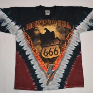 Vintage 90s T-Shirt Highway to Hell AC DC Tie Dye All Over L