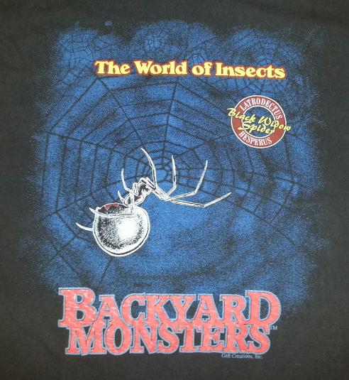 VTG 90s BACKYARD MONSTERS T-Shirt Black Widow Spider Sz L