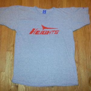 80s Rayon Champion T-Shirt Heights Neon Orange Gray Sz L