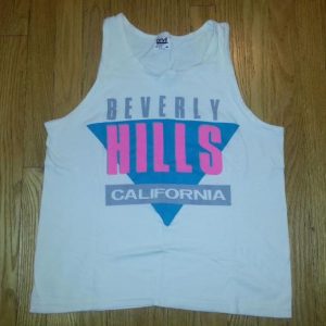 90s Beverly Hills Neon Tank Top T-Shirt Beach Surf Sz M