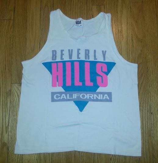 90s Beverly Hills Neon Tank Top T-Shirt Beach Surf Sz M