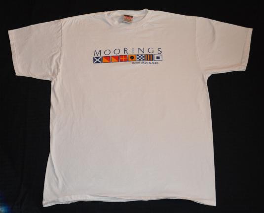 Vintage 90s Moorings T-Shirt Yachting Nautical Flags XL