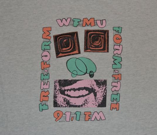 Vintage 80s 90s WFMU 91.1 T-Shirt Freeform Radio Face NJ XL