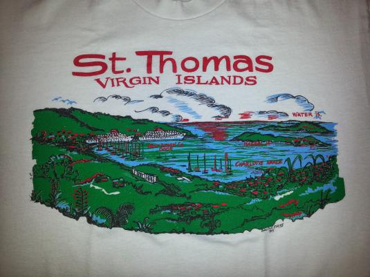 1985 St. Thomas T-Shirt Caribbean Island Travel Map Sz M