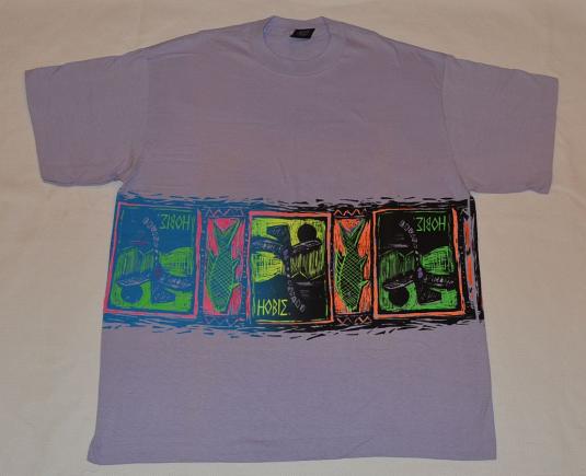 Vintage 90s HOBIE Wrap-Around Print T-Shirt Neon - XL