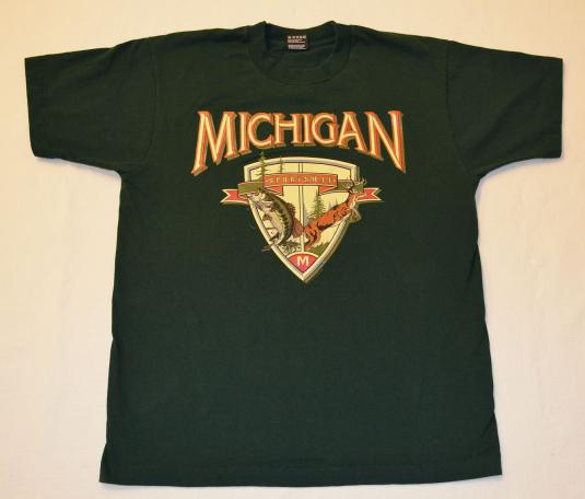 Vintage 90s Michigan Sportman Hunting Fishing T-Shirt – L
