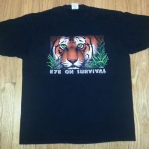 Vintage 1993 Human-i-Tees Tiger T-Shirt 90s Eye on Survival