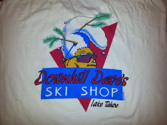 80s 90s DOWNHILL DAVE’S T-Shirt Ski Shop Lake Tahoe XL